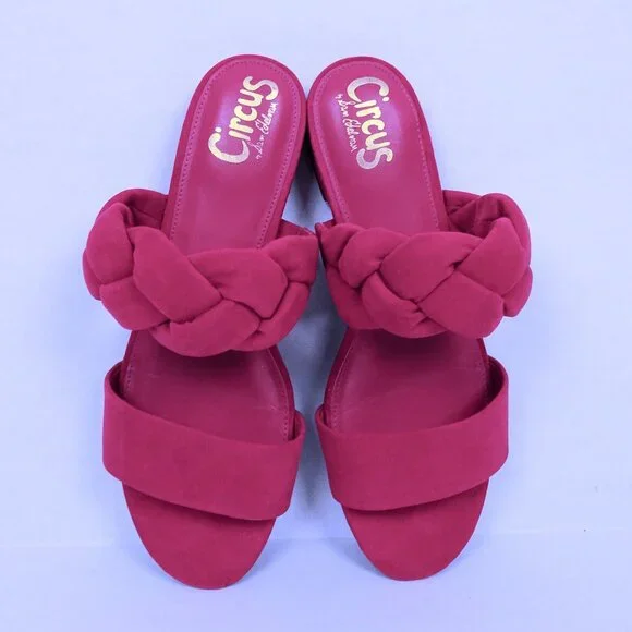 Sam Edelman Braided Magenta Pink Flat Sandals Slide Shoes 8.5 Faux Suede Comfort - Picture 6 of 8
